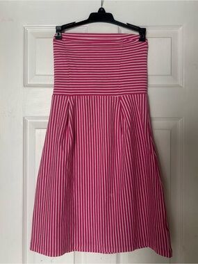 Pink and White Striped Old Navy Strapless Mini Dress